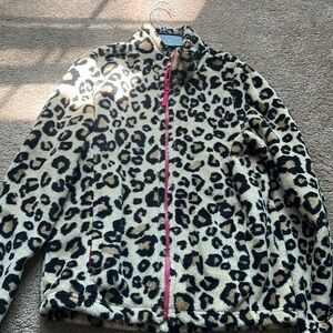 Leopard full length fleece zip-up